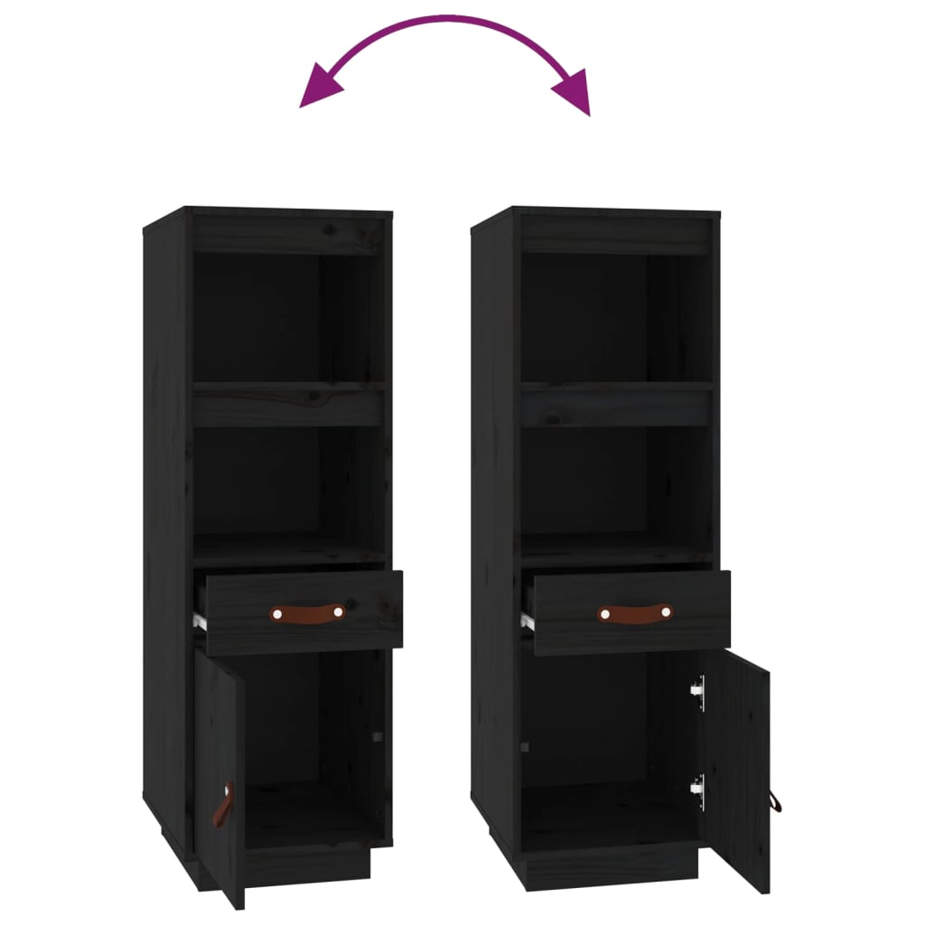 Highboard Black 34x40x108,5 cm Solid Wood Pine