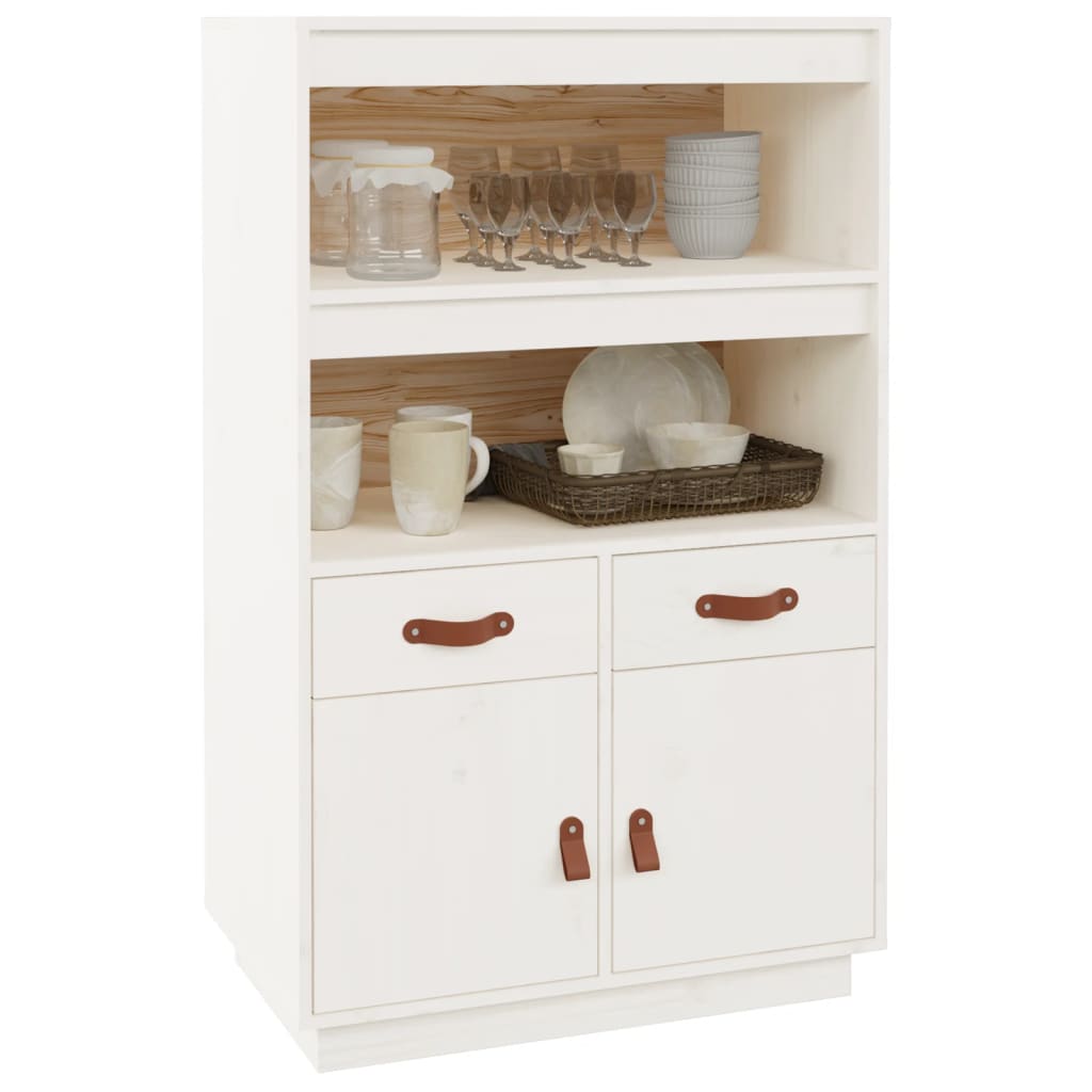 Highboard White 67x40x108.5 cm Solid Wood Pine