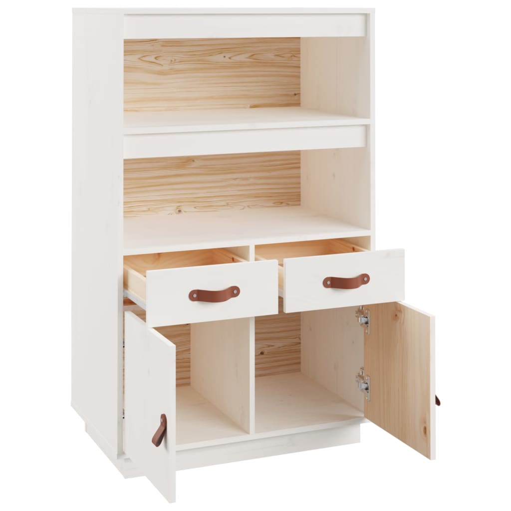 Highboard White 67x40x108.5 cm Solid Wood Pine