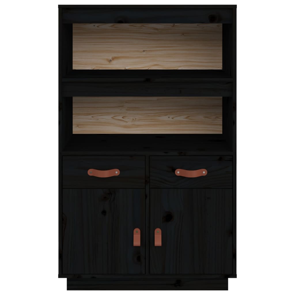 Highboard Black 67x40x108.5 cm Solid Wood Pine