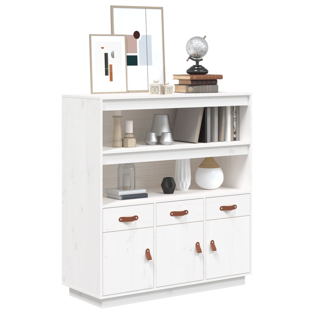 Highboard White 100x40x108.5 cm Solid Wood Pine