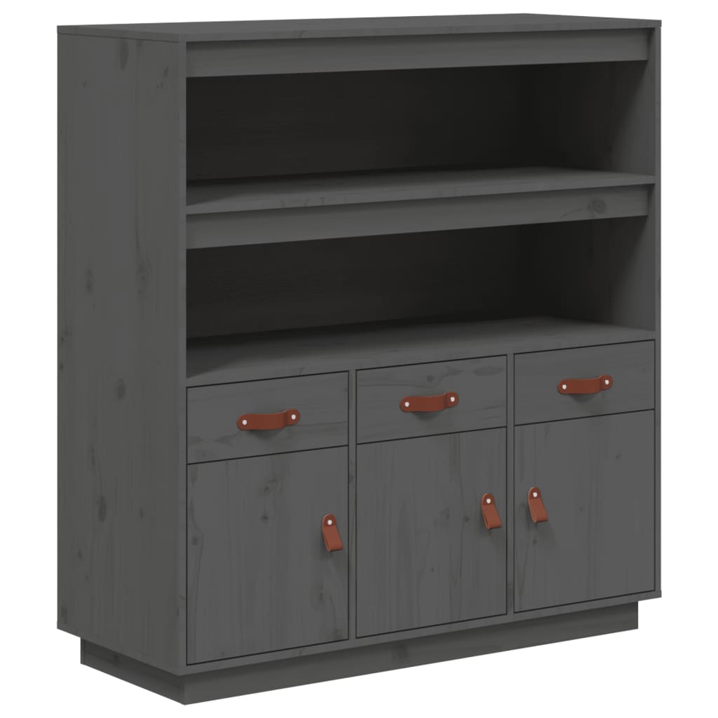 Highboard Grey 100x40x108.5 cm Solid Wood Pine