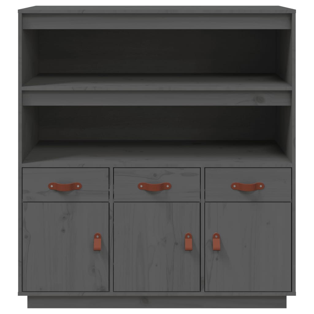 Highboard Grey 100x40x108.5 cm Solid Wood Pine
