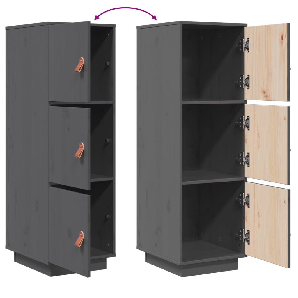 Highboard Grey 34x40x108.5 cm Solid Wood Pine