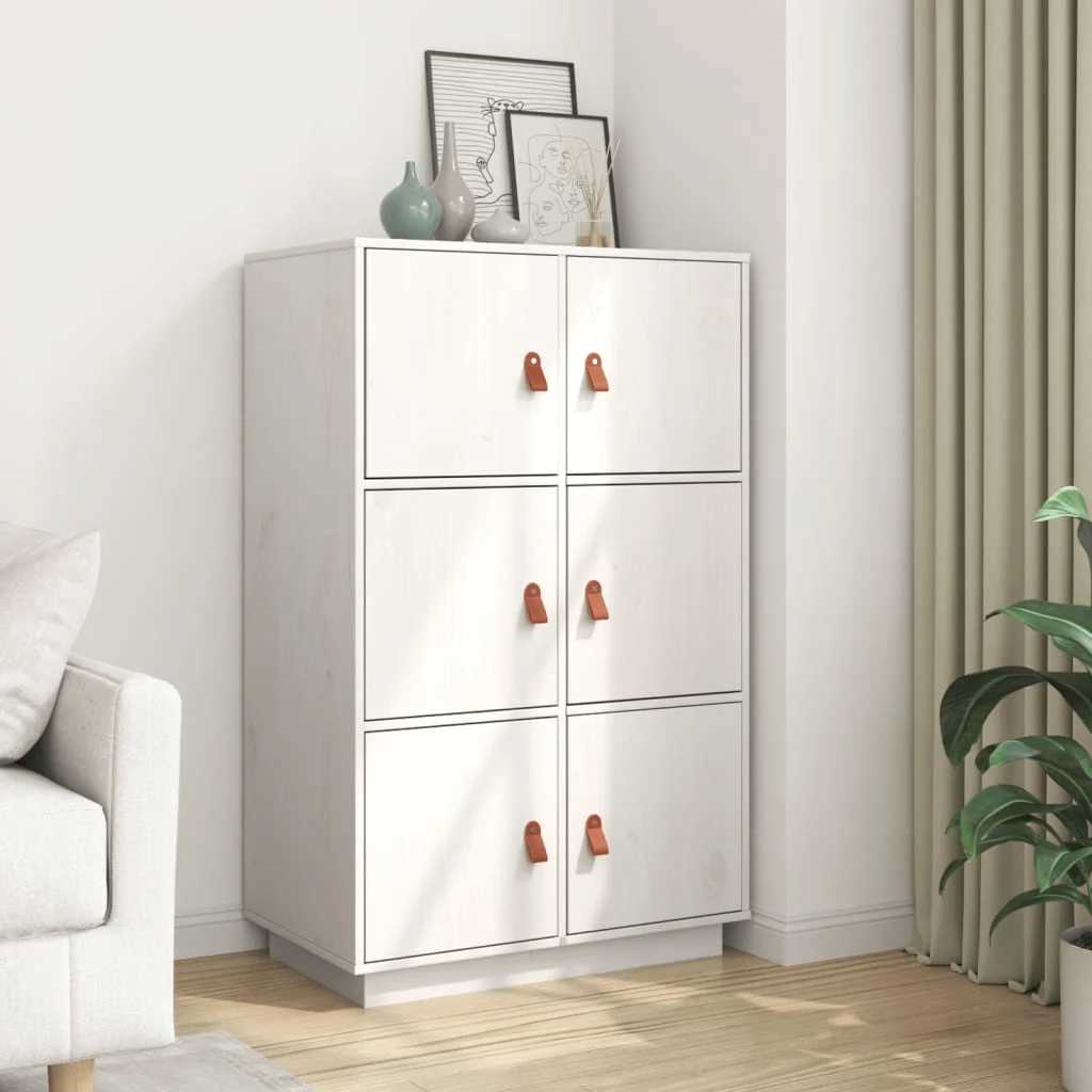 Highboard White 67x40x108.5 cm Solid Wood Pine