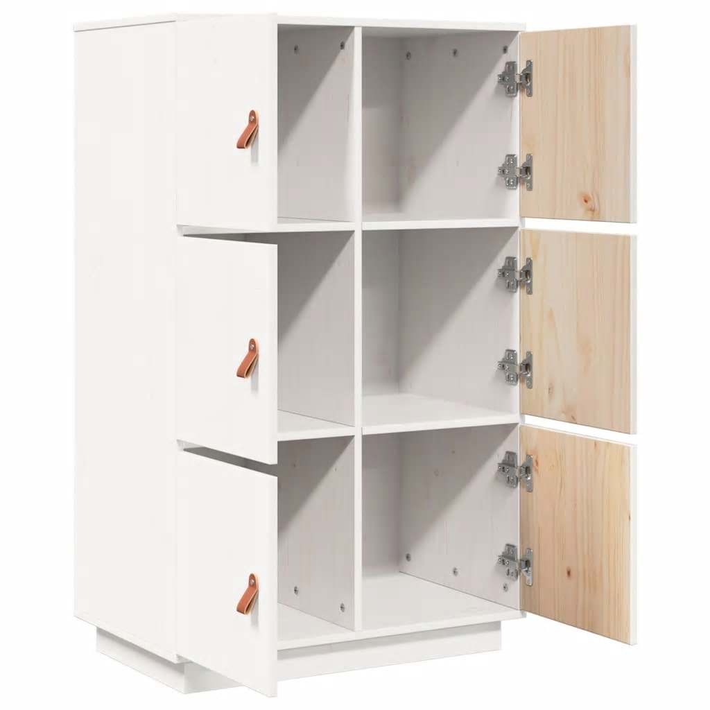 Highboard White 67x40x108.5 cm Solid Wood Pine