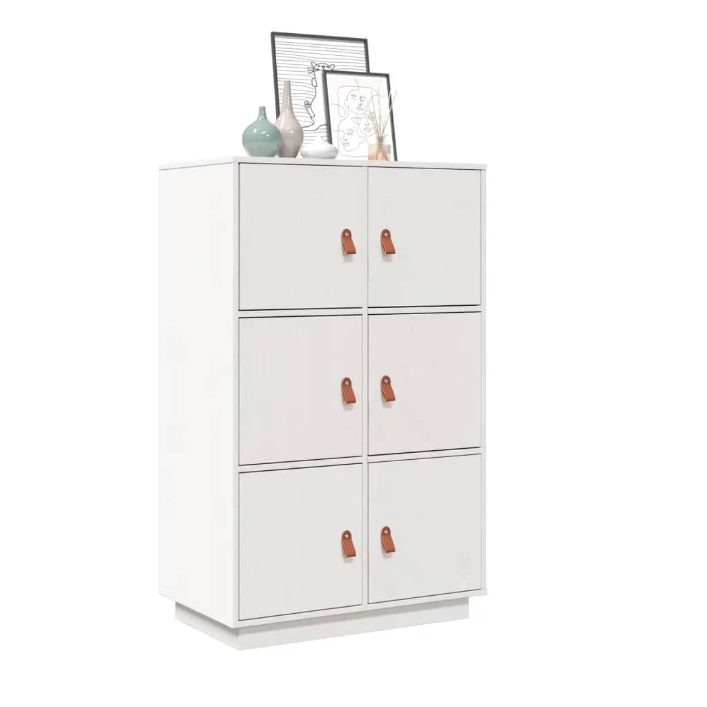 Highboard White 67x40x108.5 cm Solid Wood Pine