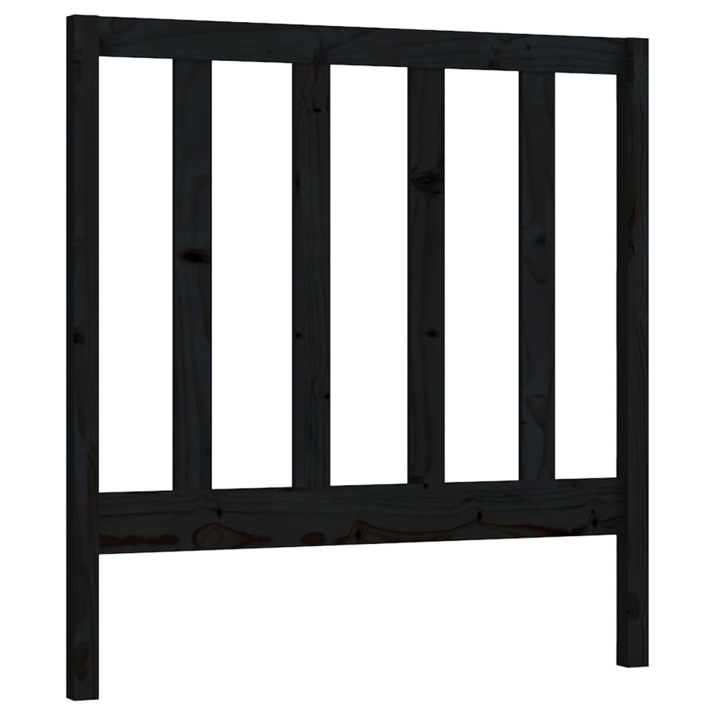 Bed Headboard Black 95x4x100 cm Solid Wood Pine