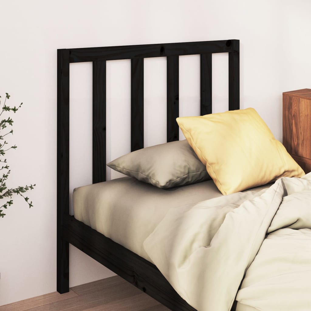 Bed Headboard Black 95x4x100 cm Solid Wood Pine