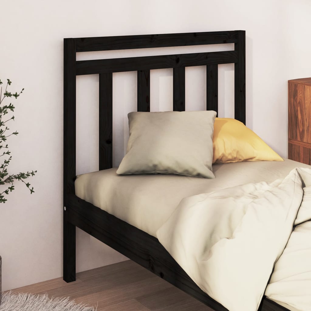 Bed Headboard Black 95x4x100 cm Solid Wood Pine