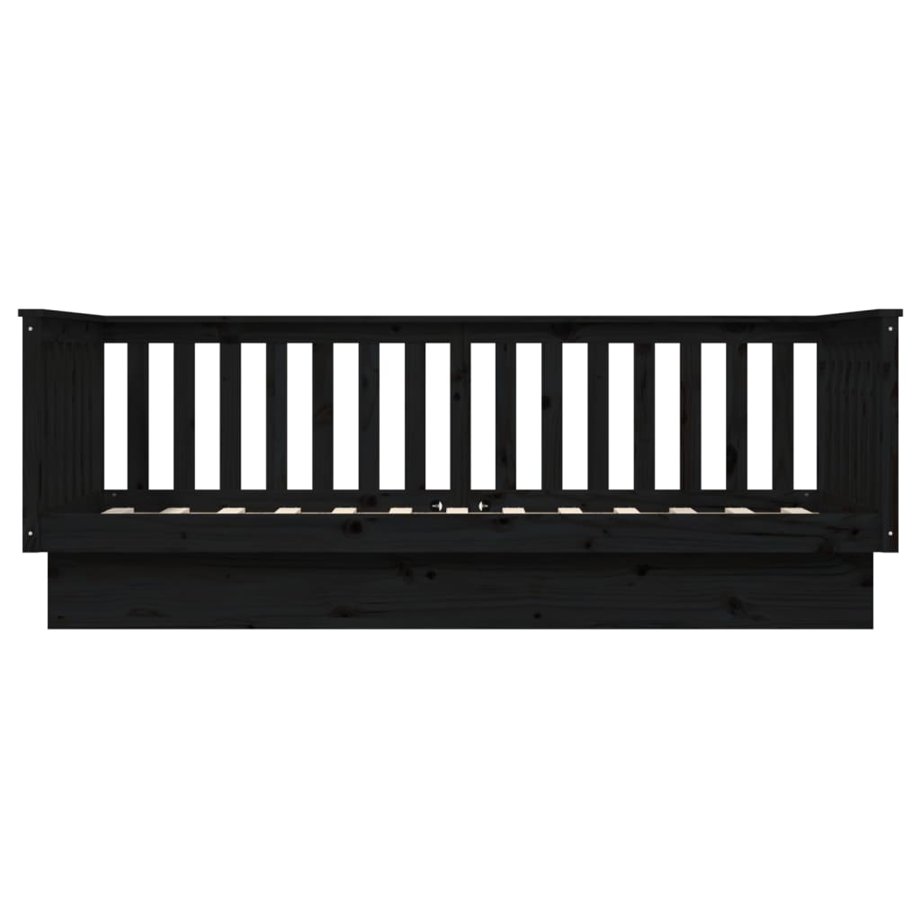 Day Bed without Mattress Black 100x200 cm Solid Wood Pine