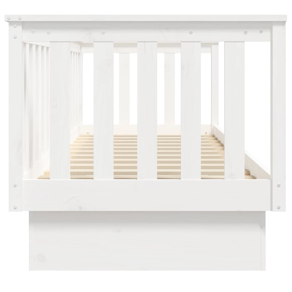 Day Bed without Mattress White 75x190 cm Small Single Solid Wood Pine