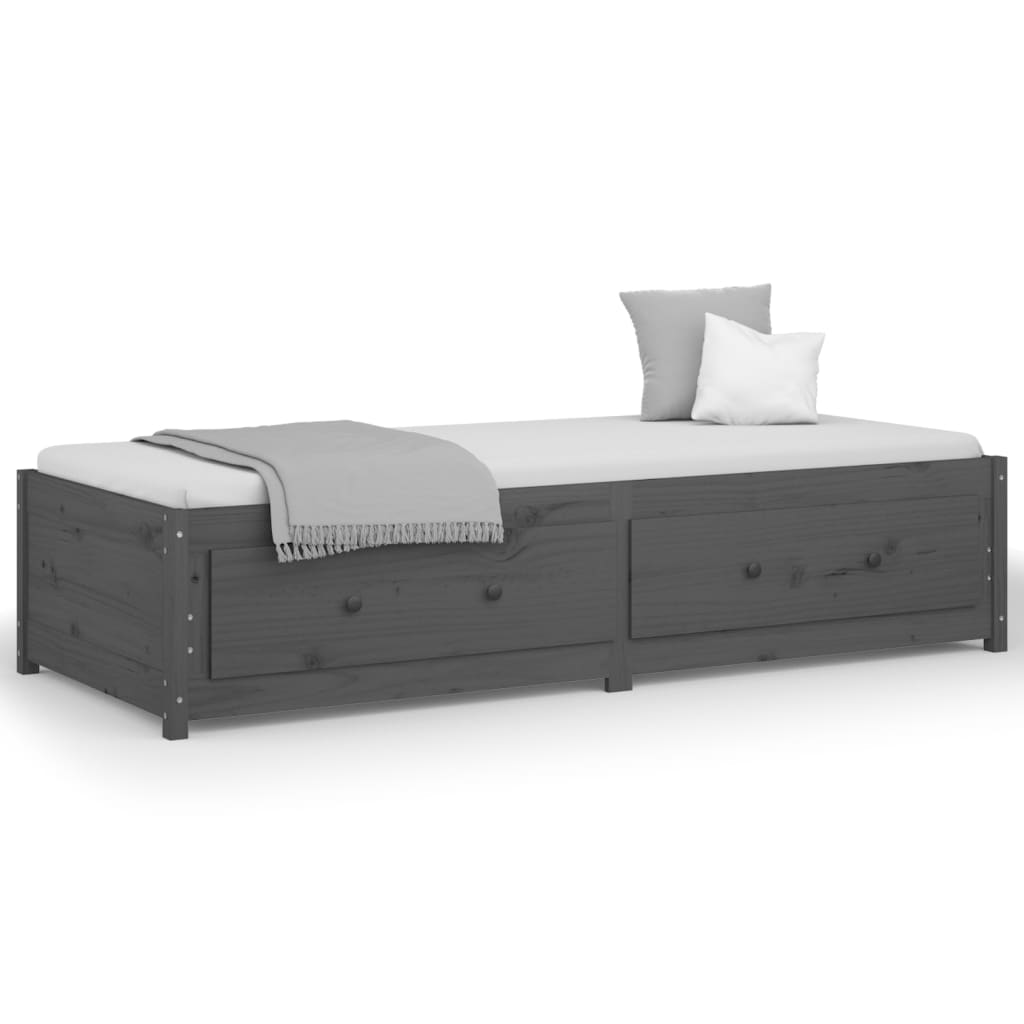 Day Bed without Mattress Grey 90x200 cm Solid Wood Pine