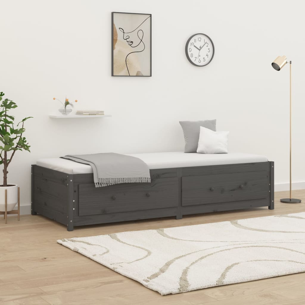 Day Bed without Mattress Grey 90x200 cm Solid Wood Pine