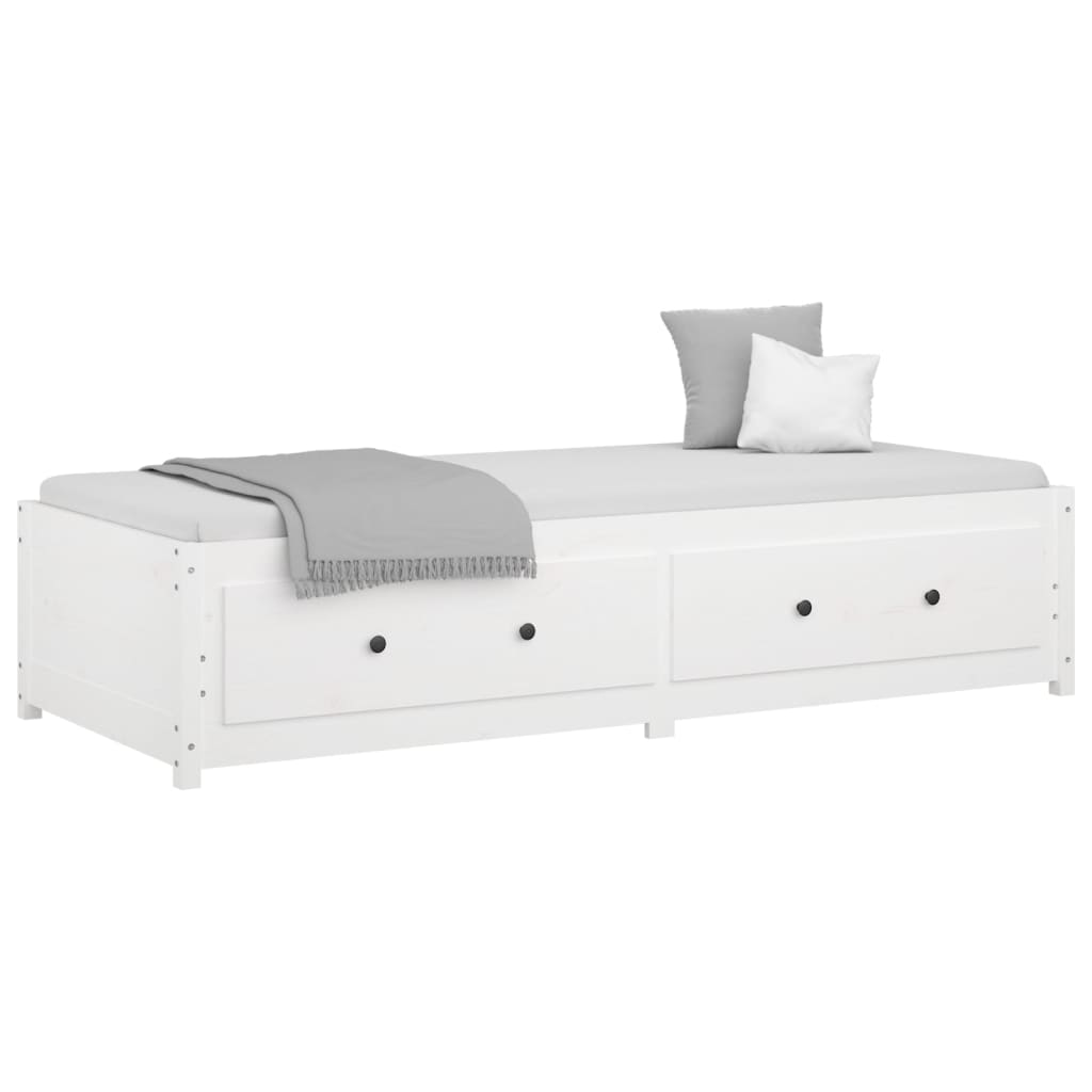 Day Bed without Mattress White 75x190 cm Small Single  Solid Wood Pine