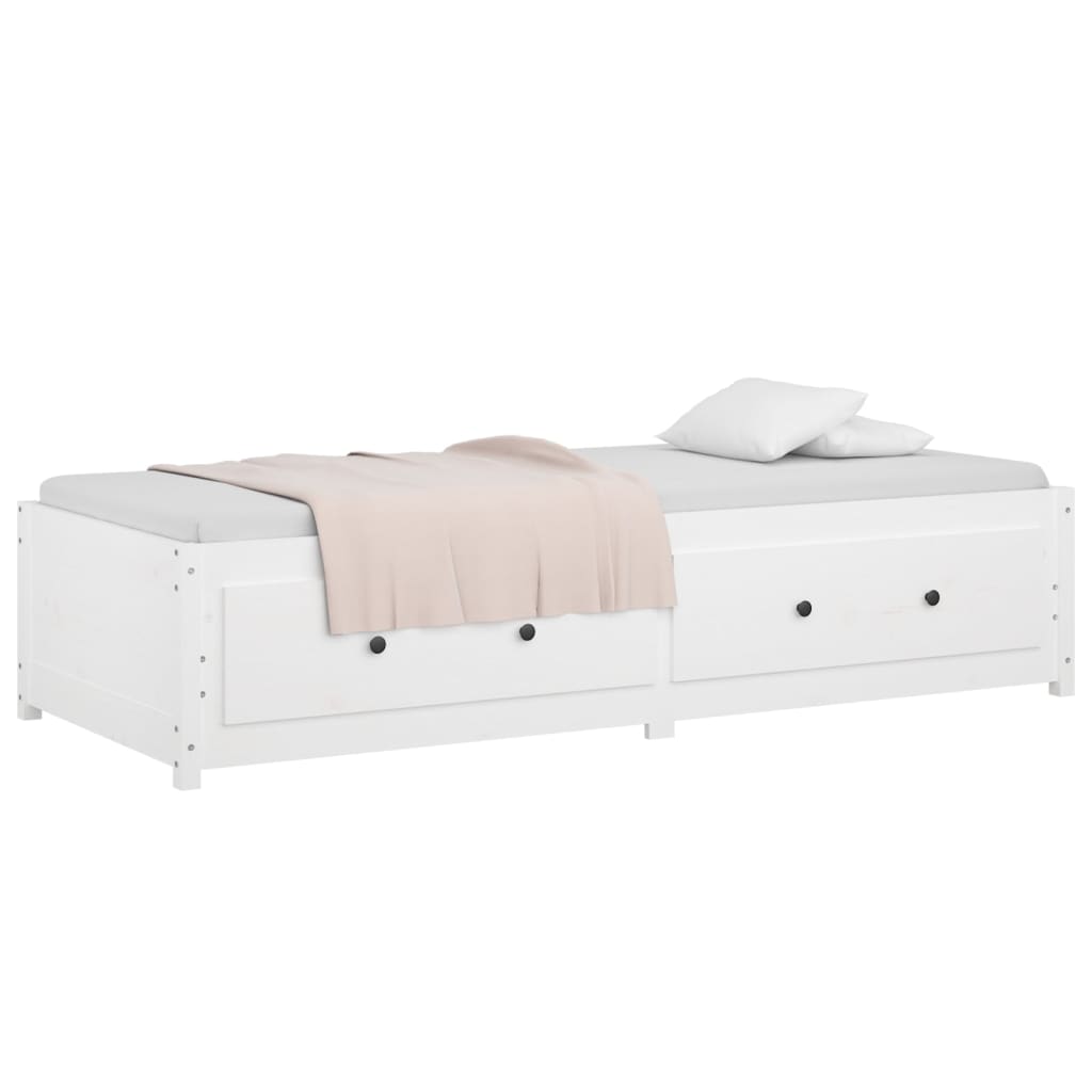 Day Bed without Mattress White 75x190 cm Small Single  Solid Wood Pine
