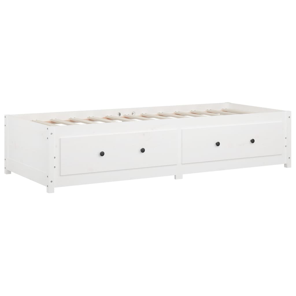 Day Bed without Mattress White 75x190 cm Small Single  Solid Wood Pine