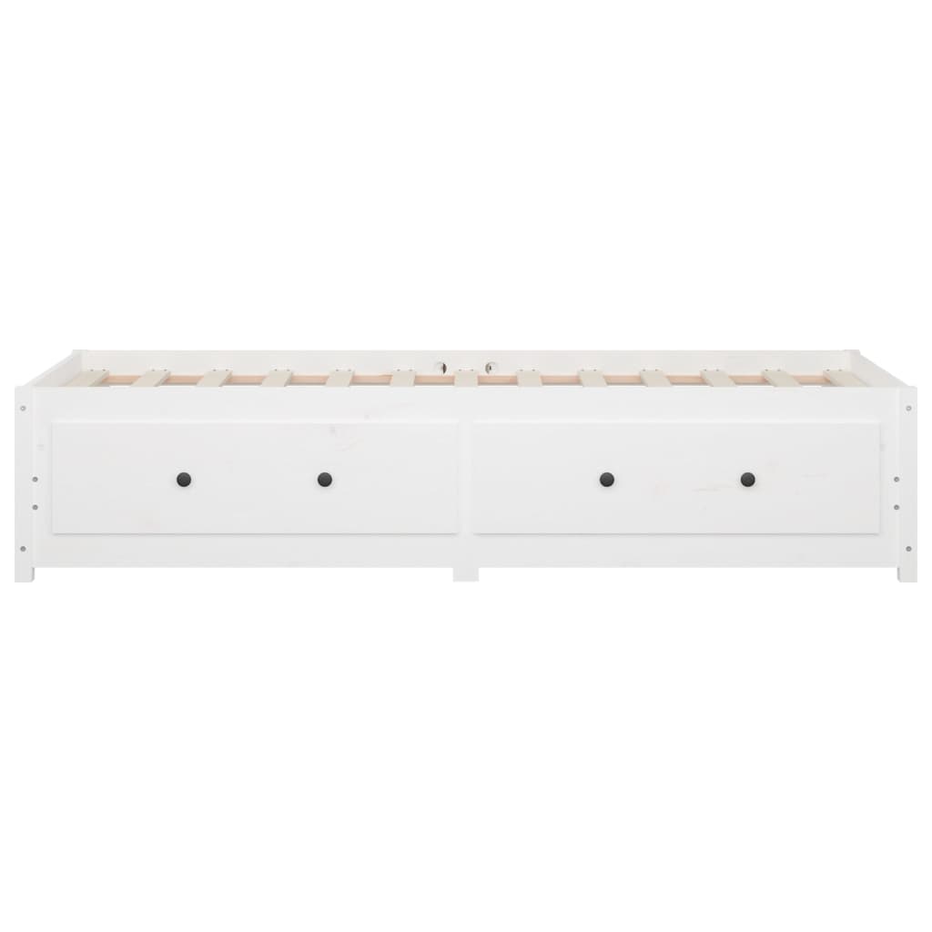 Day Bed without Mattress White 75x190 cm Small Single  Solid Wood Pine