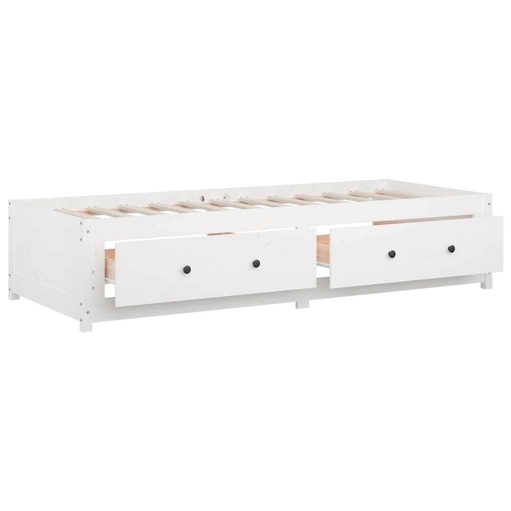 Day Bed without Mattress White 75x190 cm Small Single  Solid Wood Pine