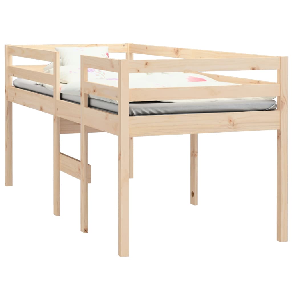 High Sleeper Bed without Mattress 90x190 cm Single Solid Wood Pine