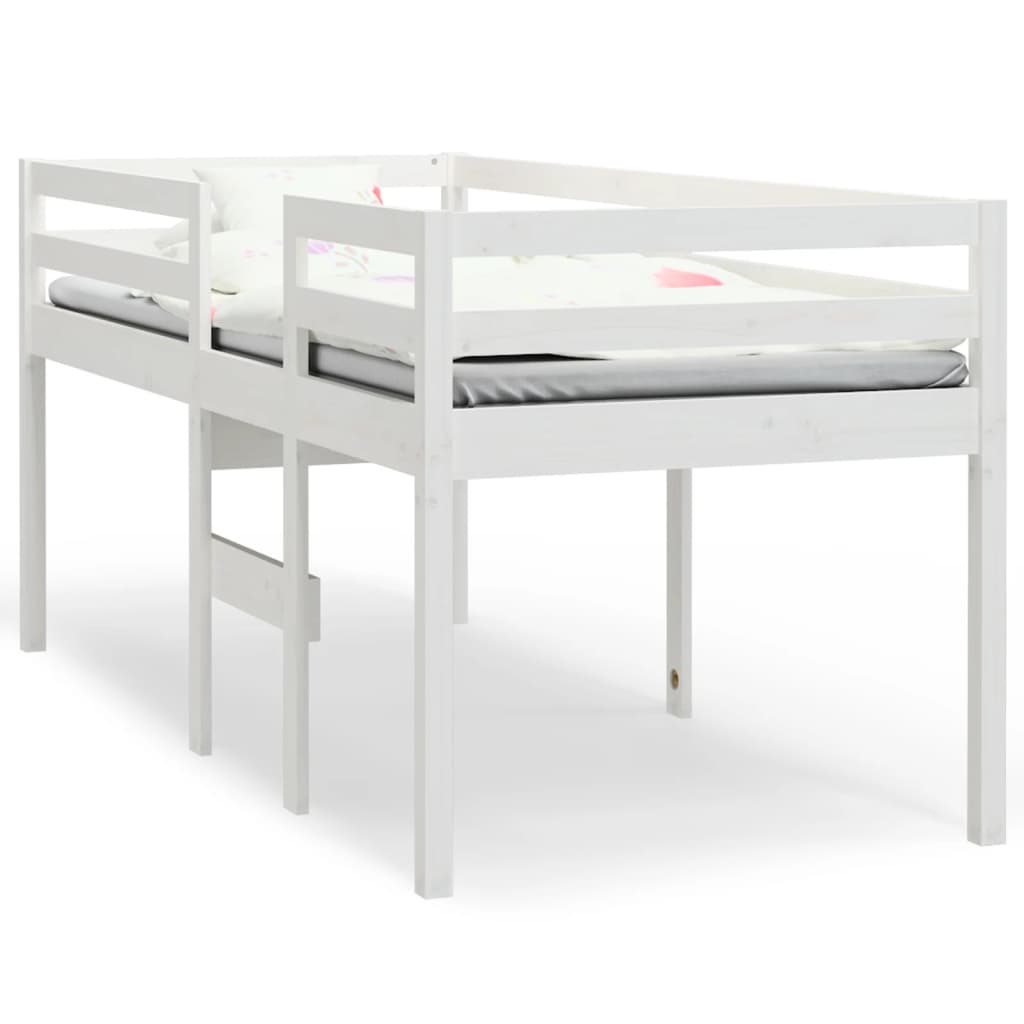High Sleeper Bed without Mattress White 75x190 cm Small Single Solid Wood Pine
