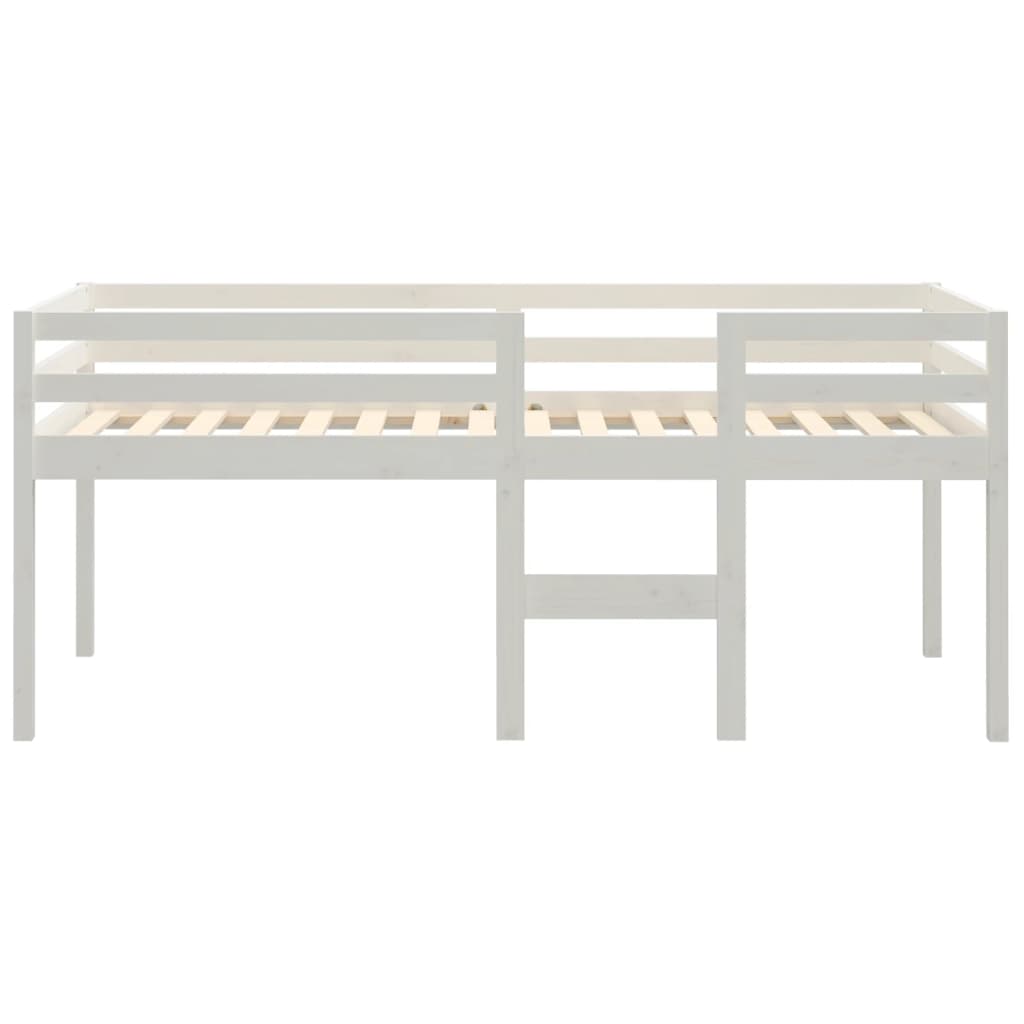 High Sleeper Bed without Mattress White 75x190 cm Small Single Solid Wood Pine