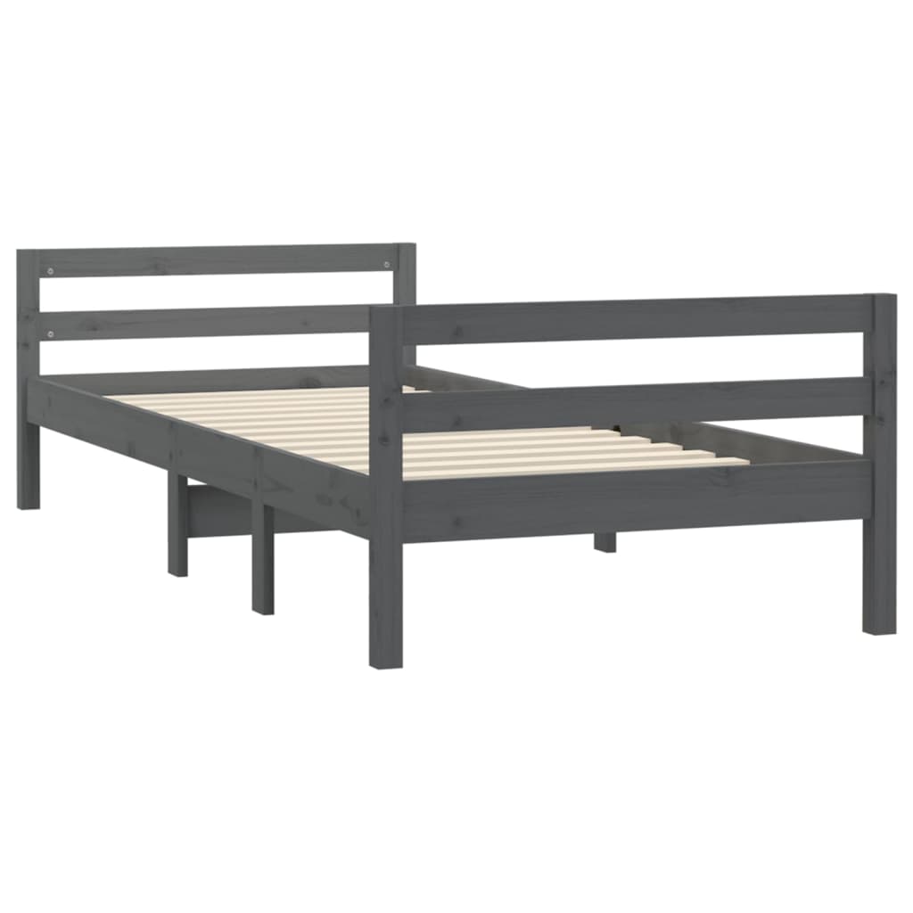 Bed Frame without Mattress Grey 75x190 cm Small Single Solid Wood Pine