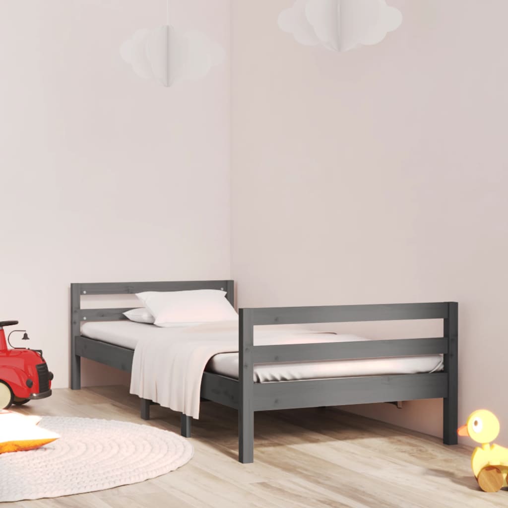 Bed Frame without Mattress Grey 75x190 cm Small Single Solid Wood Pine