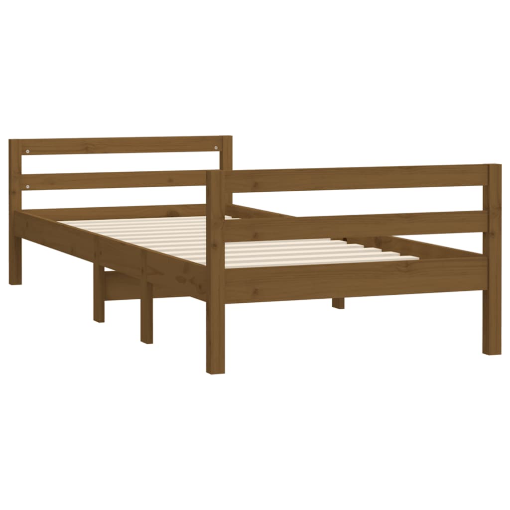 Bed Frame without Mattress Honey Brown 75x190 cm Small Single Solid Wood Pine
