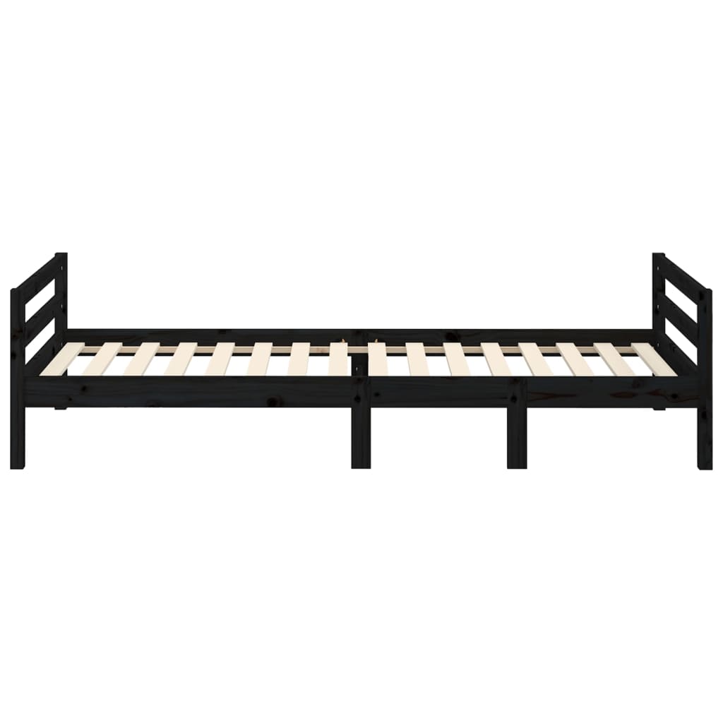 Bed Frame without Mattress Black 75x190 cm Small Single Solid Wood Pine