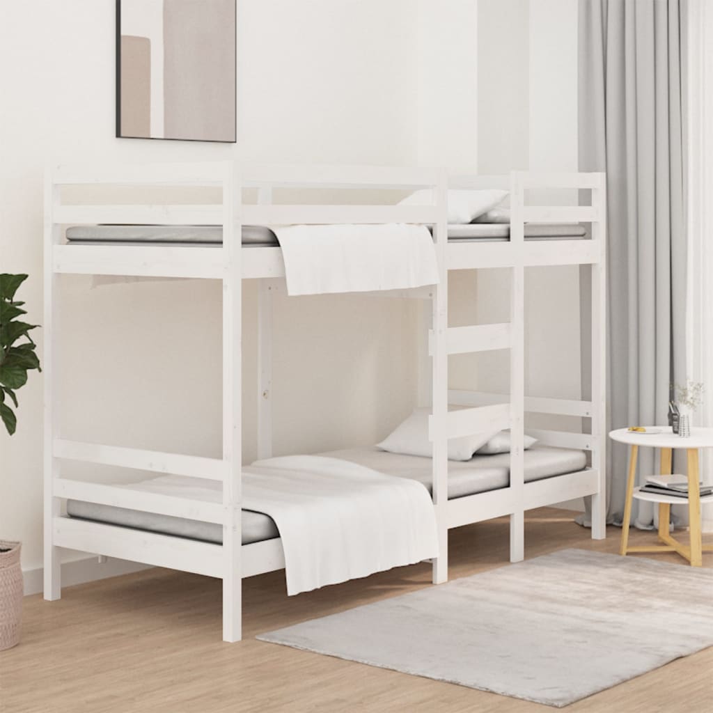 Bunk Bed without Mattress White 75x190 cm Small Single Solid Wood Pine