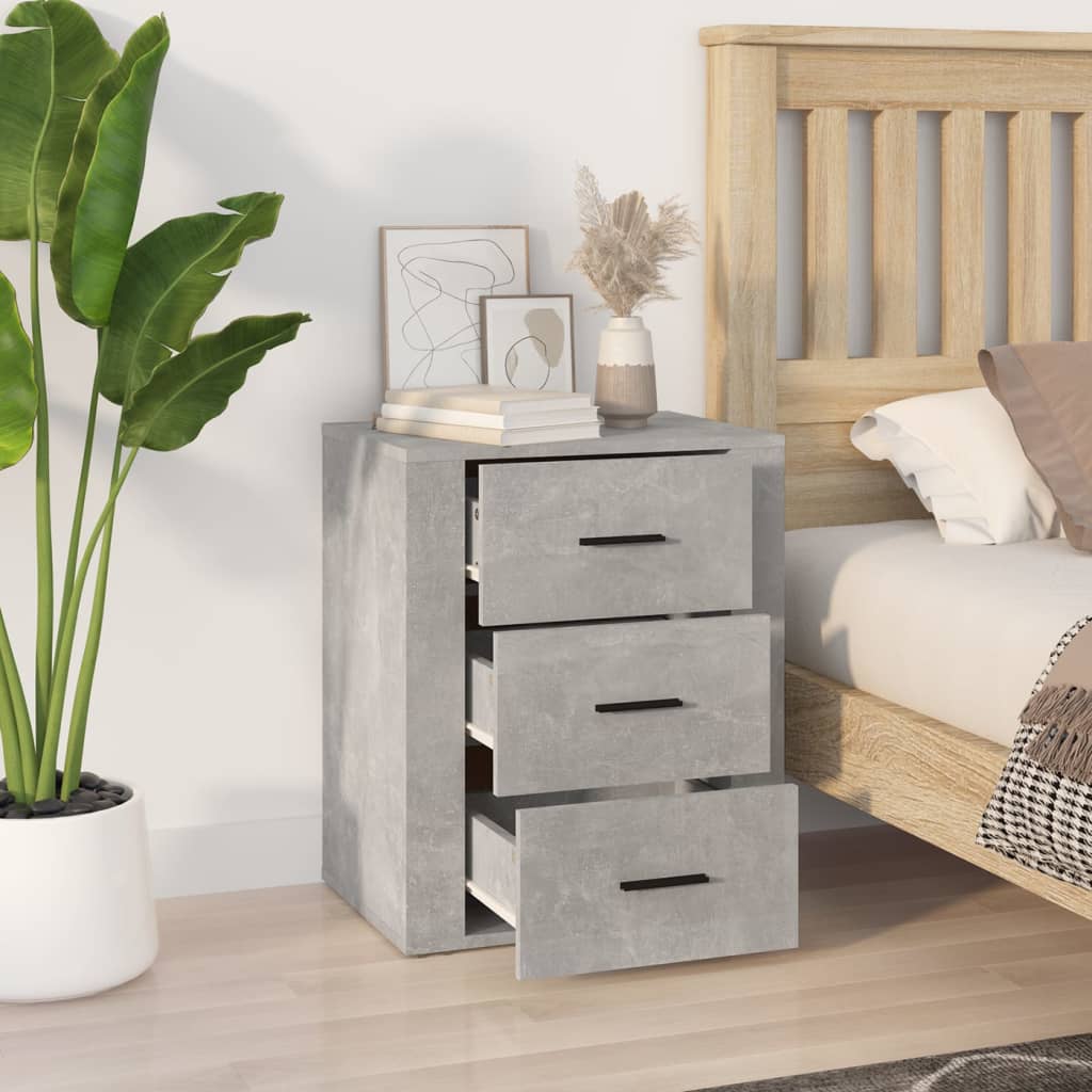 Bedside Cabinet Concrete Grey 50x36x60 cm Engineered Wood