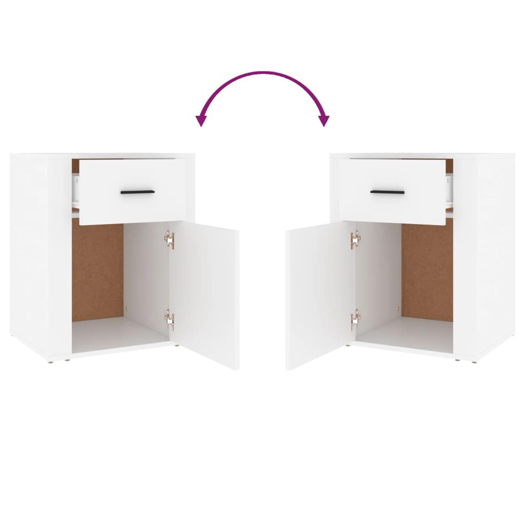 Bedside Cabinet White 50x36x60 cm Engineered Wood