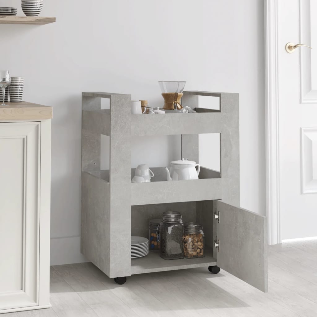 Kitchen Trolley Concrete Grey 60x45x80 cm Engineered Wood