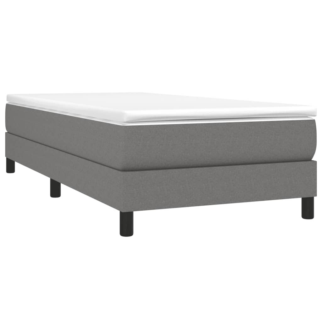 Box Spring Bed Frame Dark Grey 90x200 cm Fabric