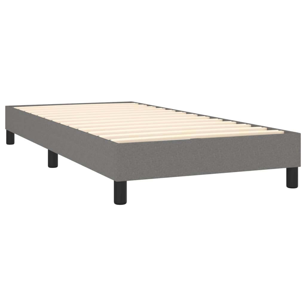 Box Spring Bed Frame Dark Grey 90x200 cm Fabric