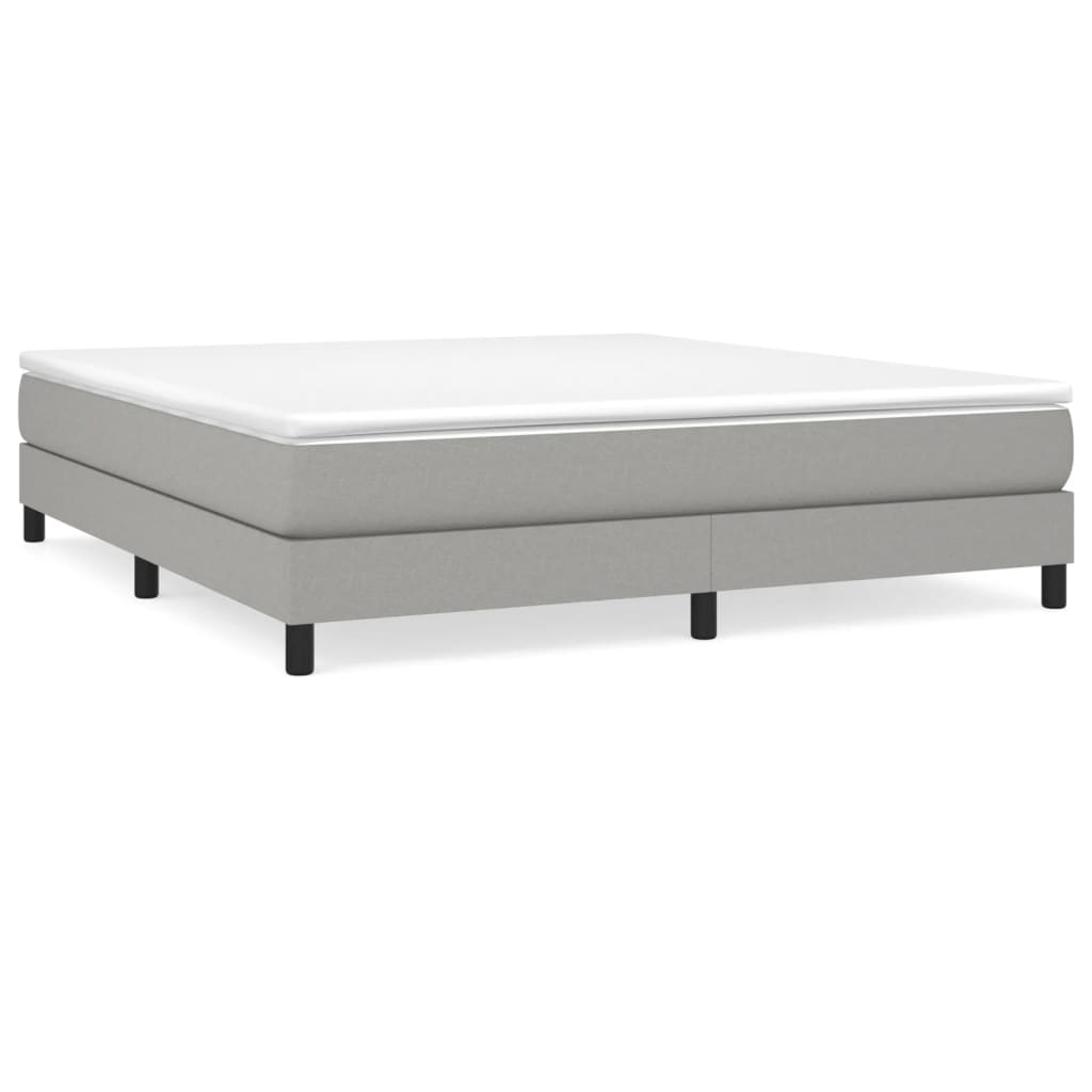 Box Spring Bed Frame Light Grey 180x200 cm Super King Fabric