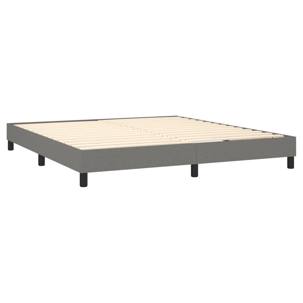 Box Spring Bed Frame Dark Grey 180x200 cm Super King Fabric