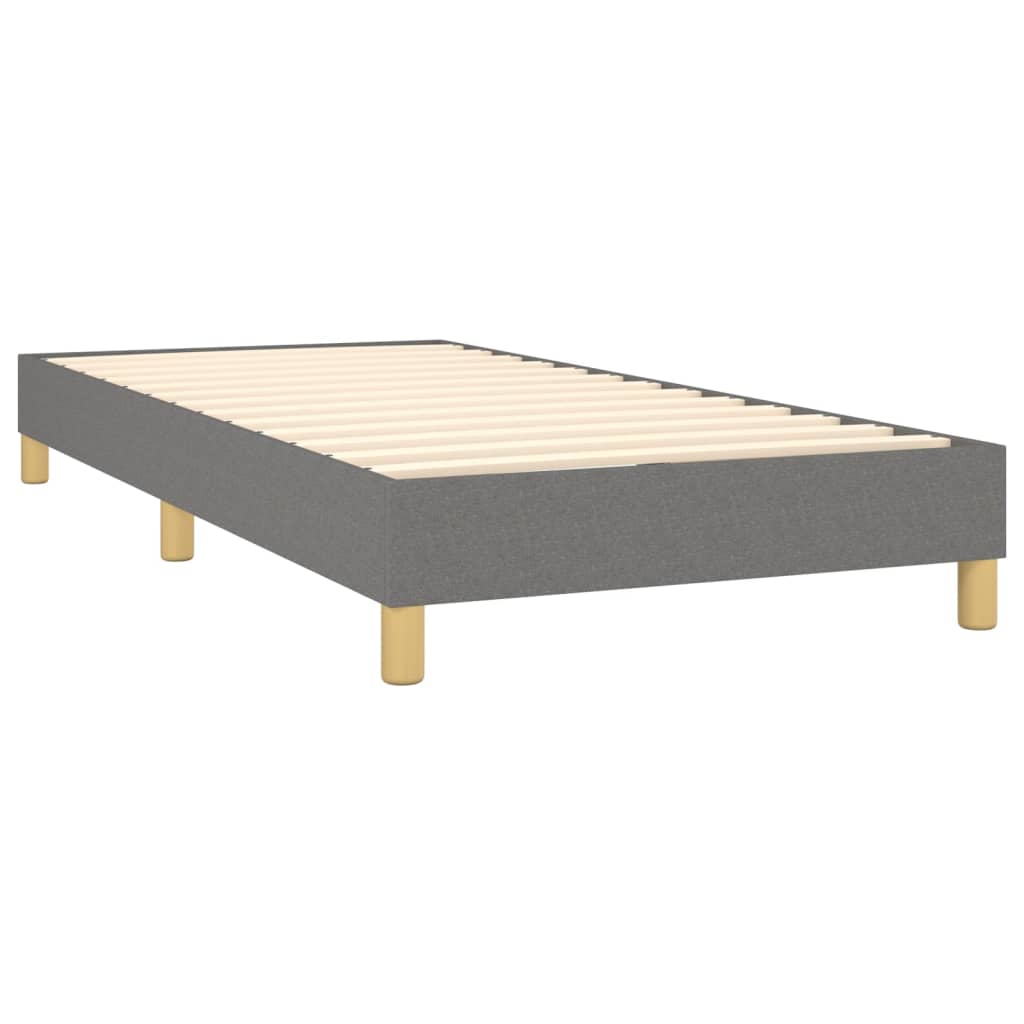 Box Spring Bed Frame Dark Grey 90x200 cm Fabric