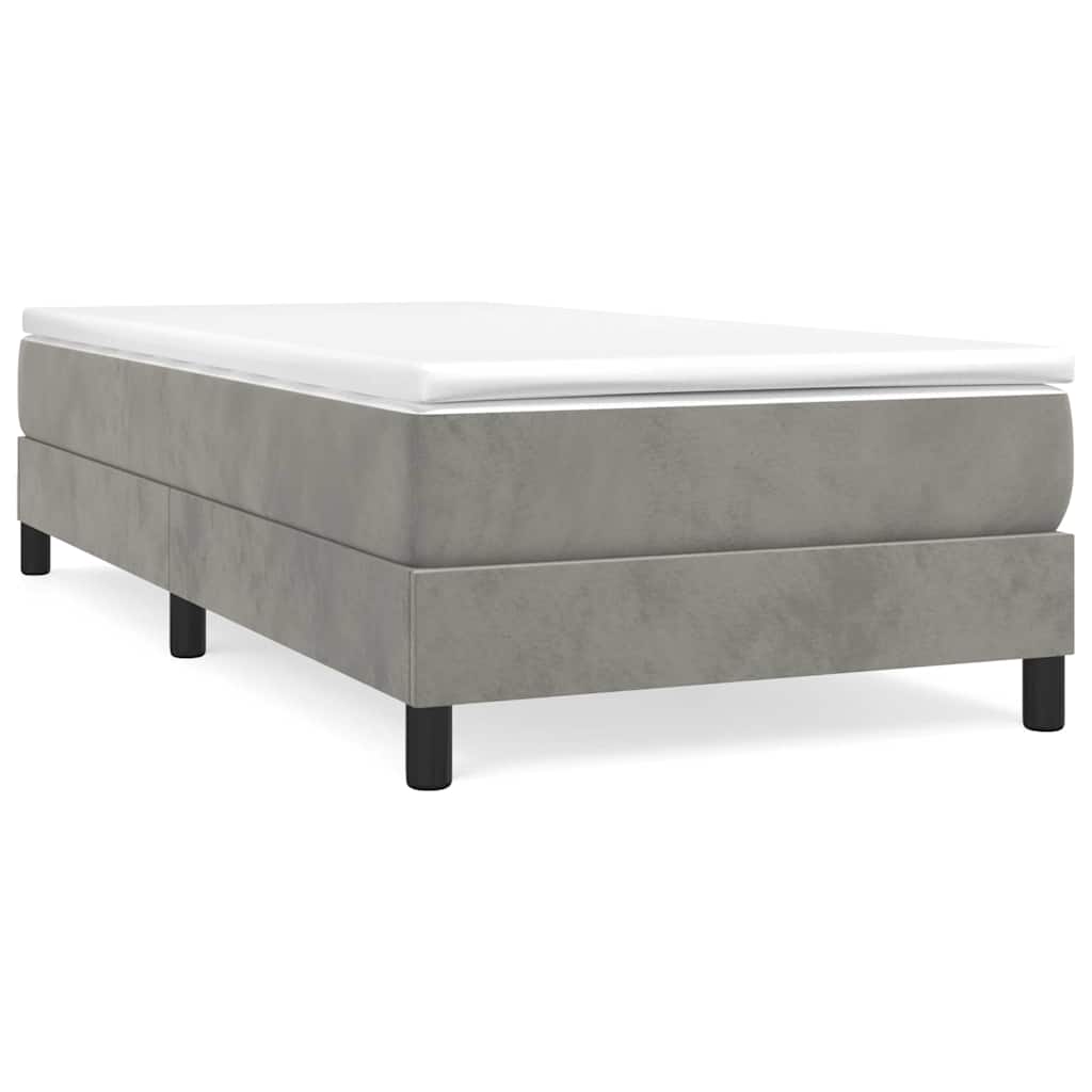 Box Spring Bed Frame Light Grey 90x200 cm Velvet