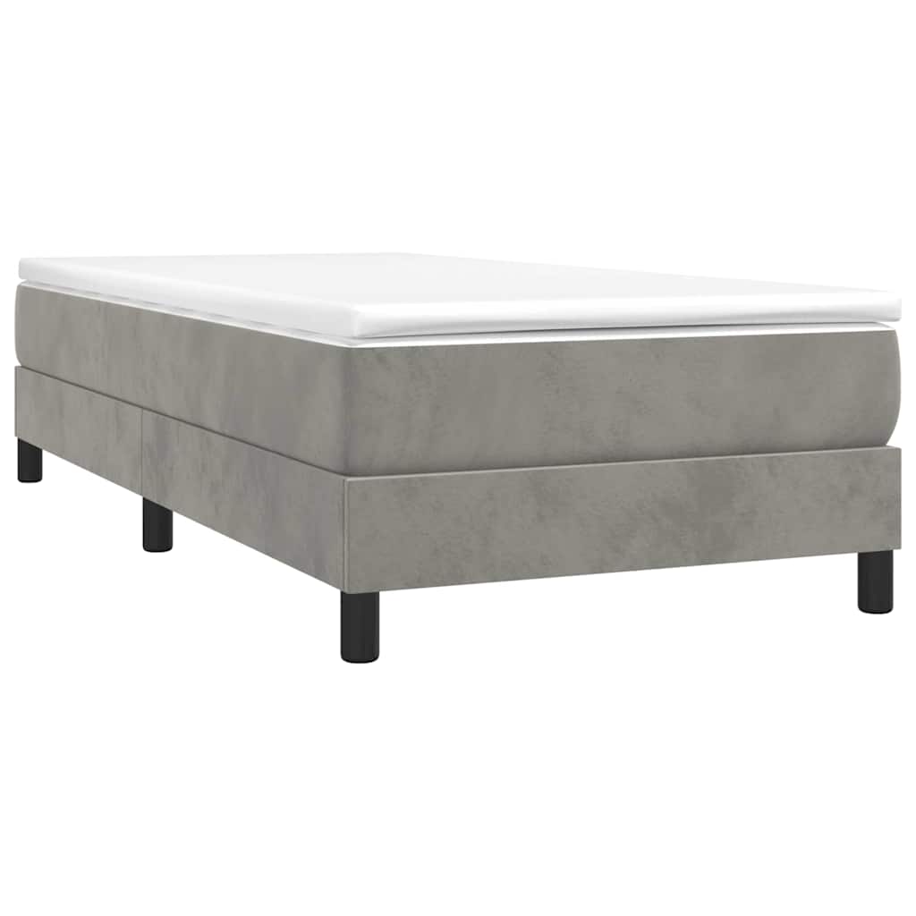 Box Spring Bed Frame Light Grey 90x200 cm Velvet