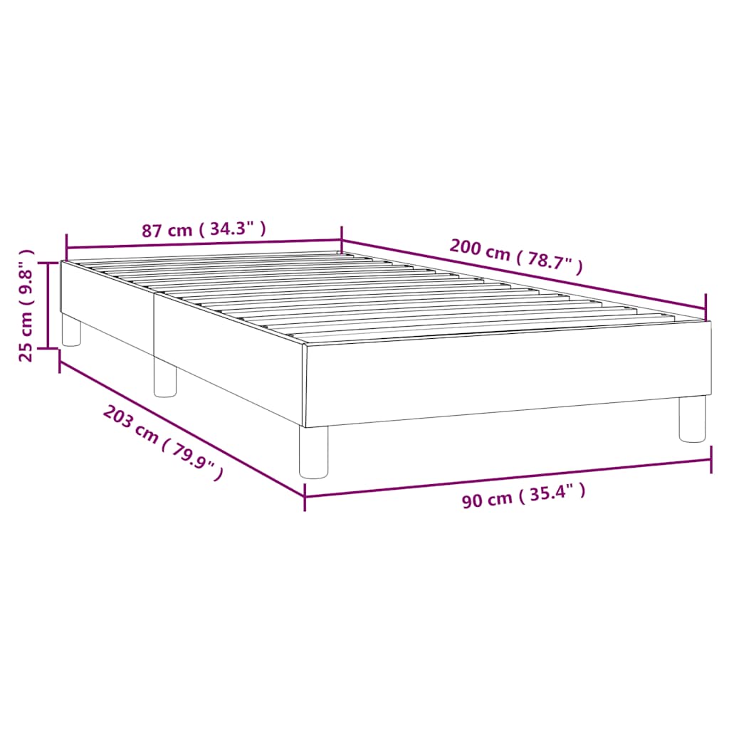 Box Spring Bed Frame Light Grey 90x200 cm Velvet