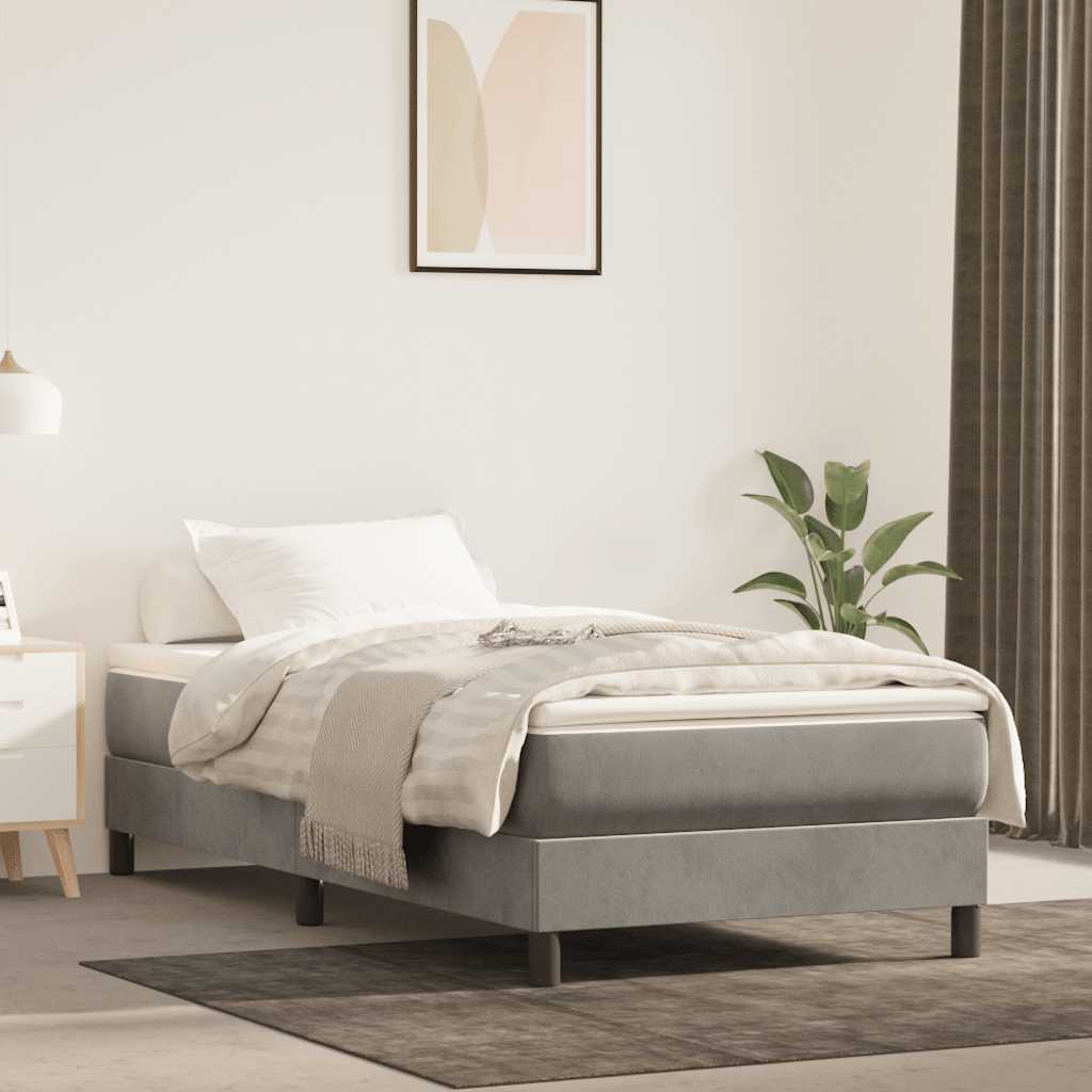 Box Spring Bed Frame Light Grey 90x200 cm Velvet