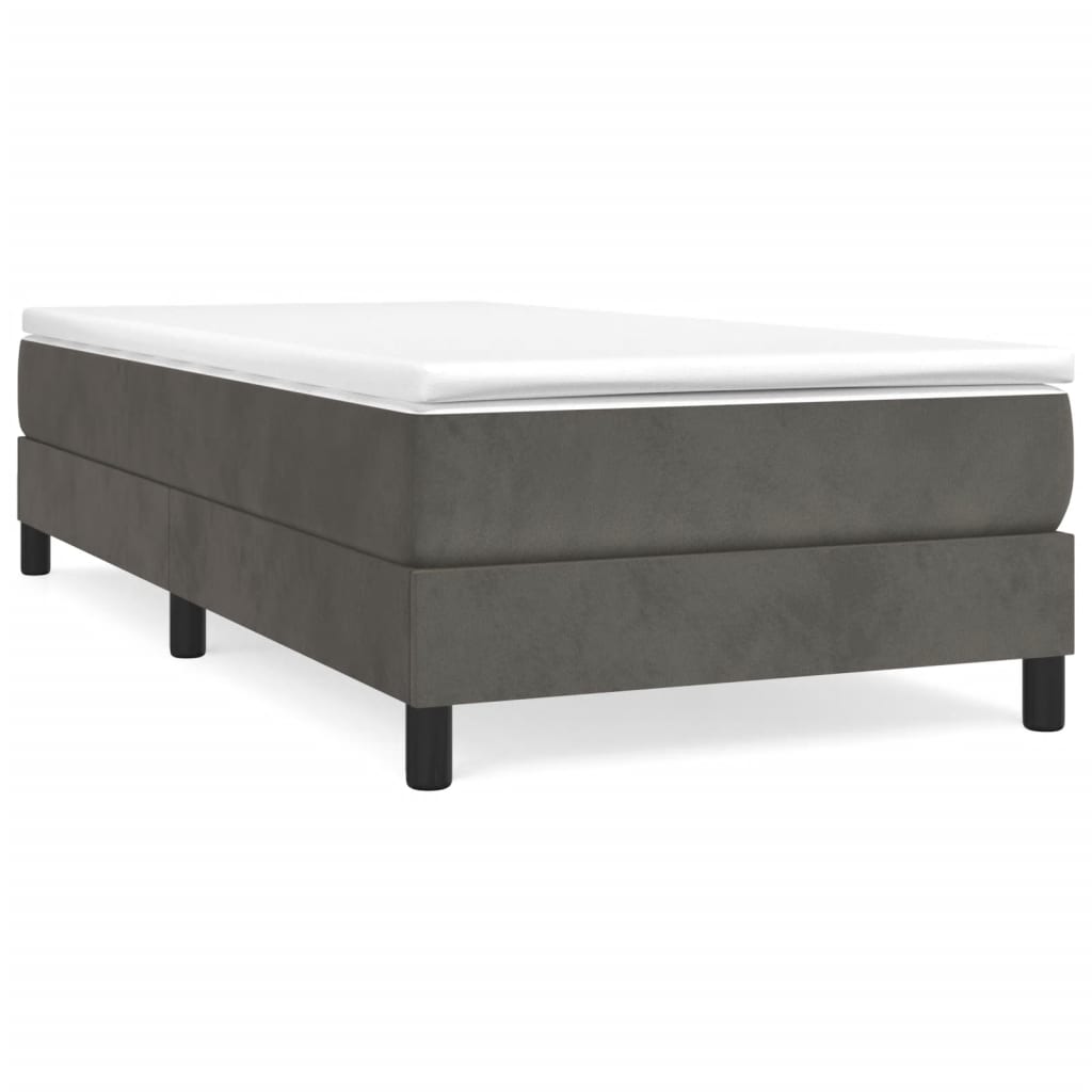 Box Spring Bed Frame Dark Grey 90x200 cm Velvet