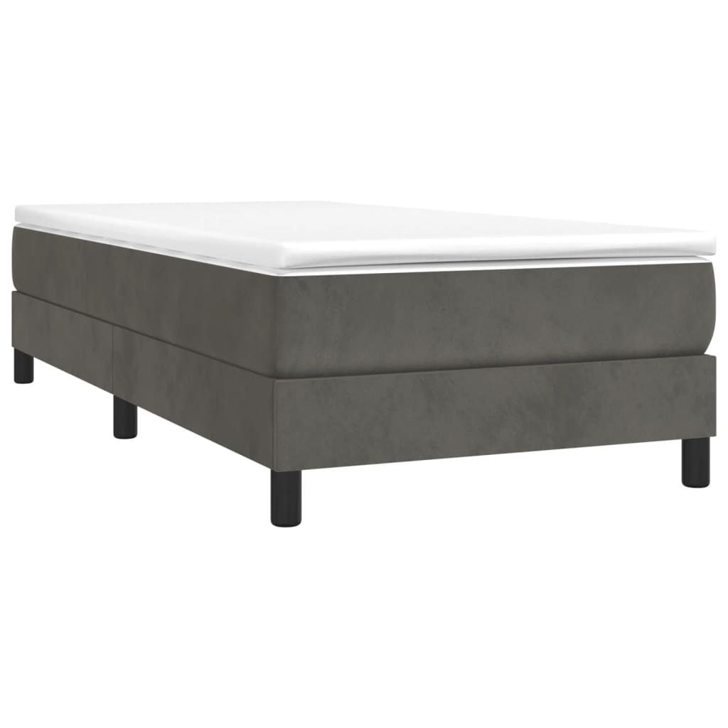Box Spring Bed Frame Dark Grey 90x200 cm Velvet