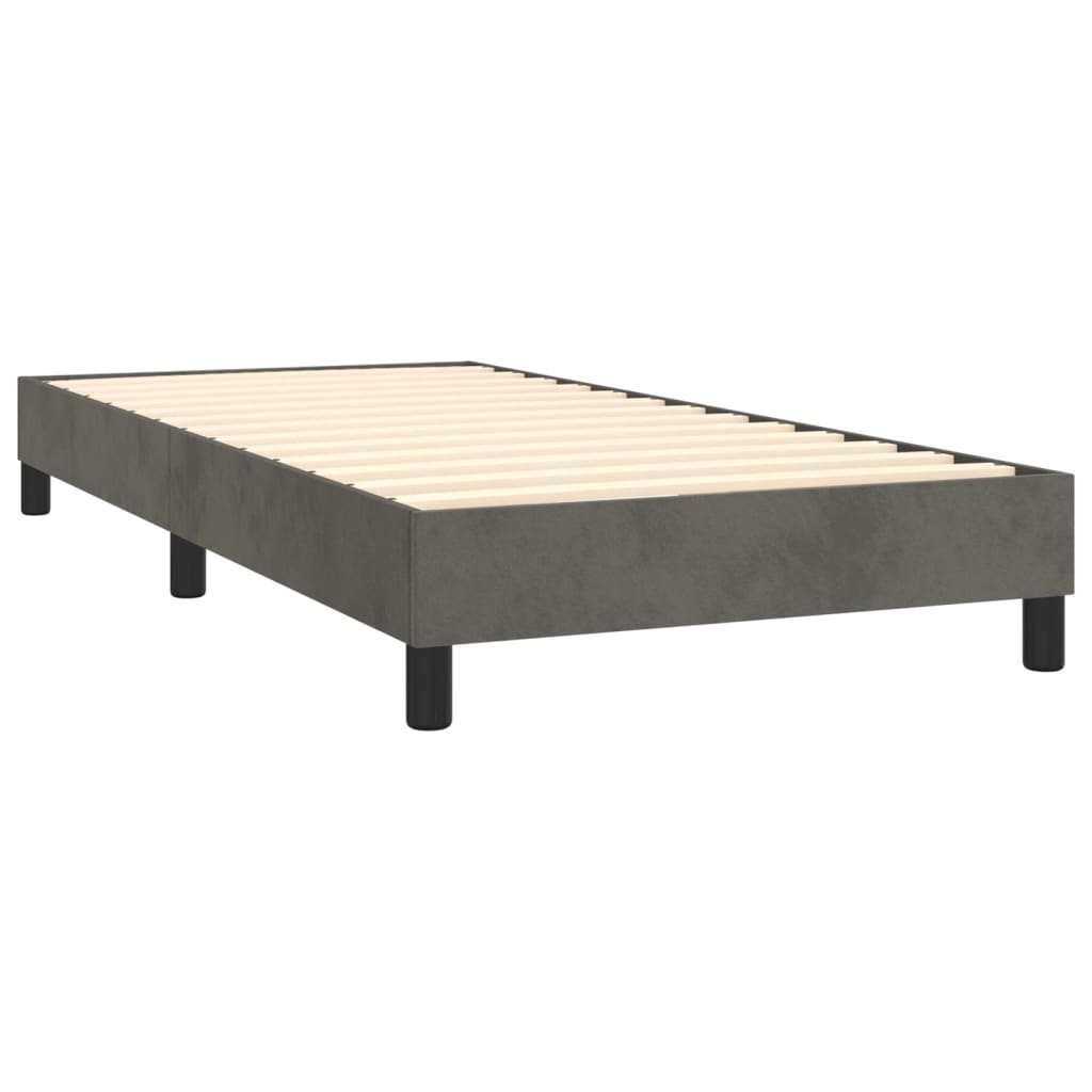Box Spring Bed Frame Dark Grey 90x200 cm Velvet