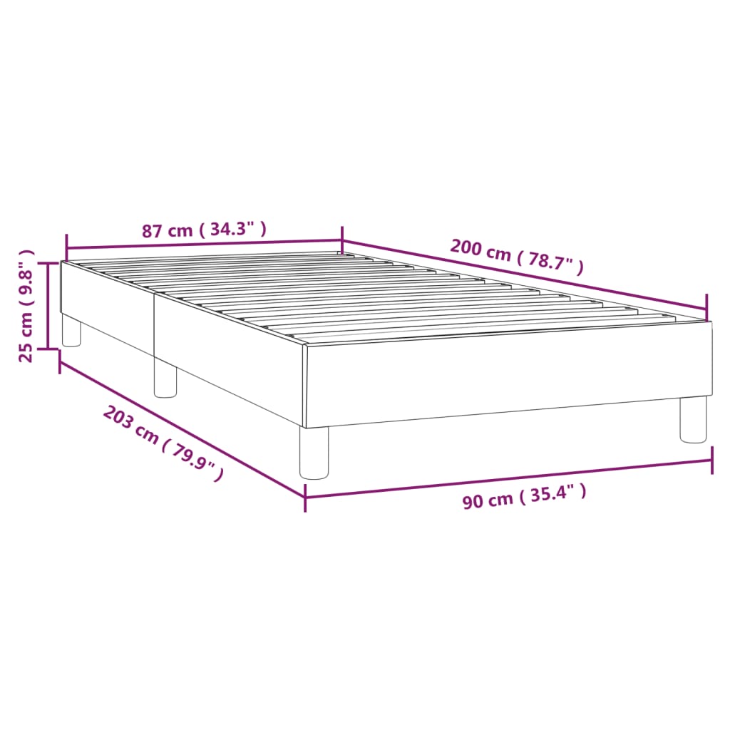 Box Spring Bed Frame Dark Grey 90x200 cm Velvet