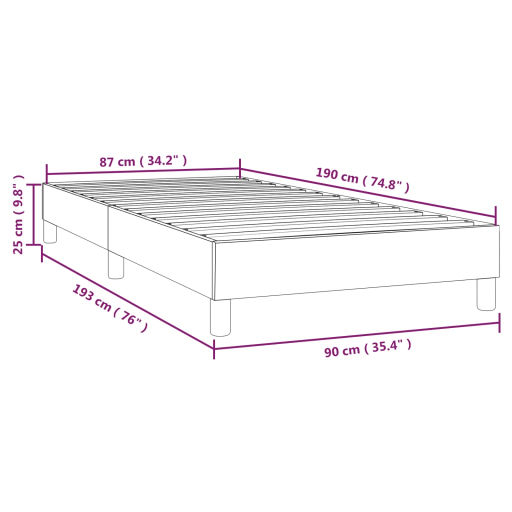 Box Spring Bed Frame Black Single Fabric (UK/IE/FI/NO only)