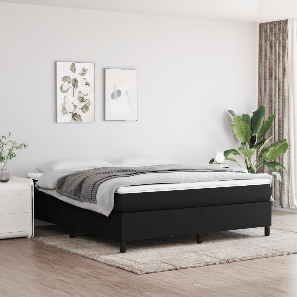 Box Spring Bed Frame Black Super King Fabric (UK/IE/FI/NO only)