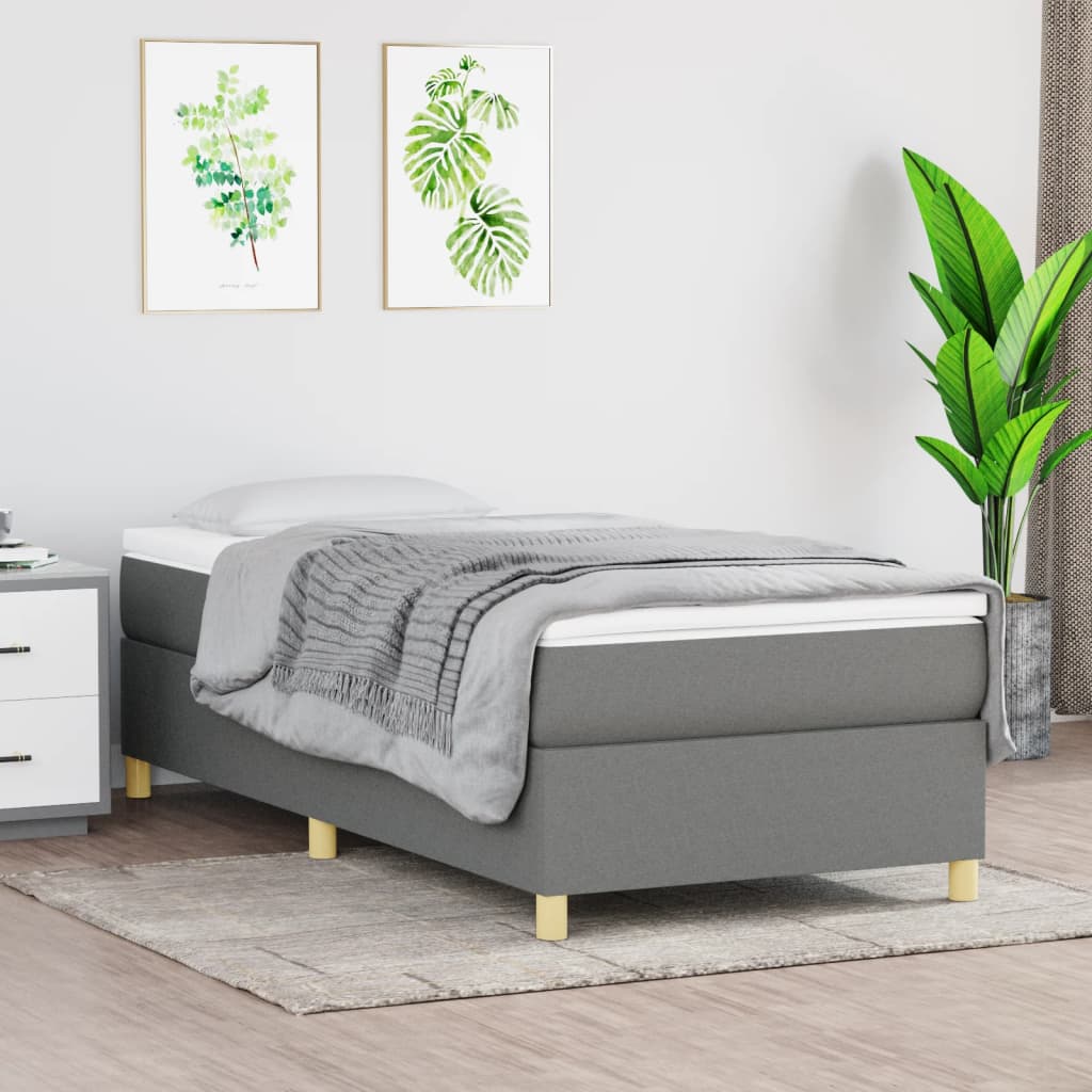 Box Spring Bed Frame Dark Grey Single Fabric (UK/IE/FI/NO only)